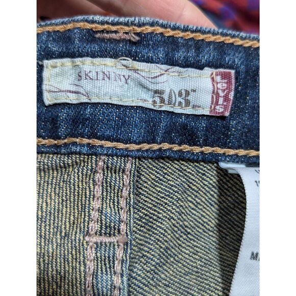 Levi's Junior Blue Medium-Wash & Red Ruffle Legs Skinny 503 Denim Jeans Size 5 - Picture 2 of 9